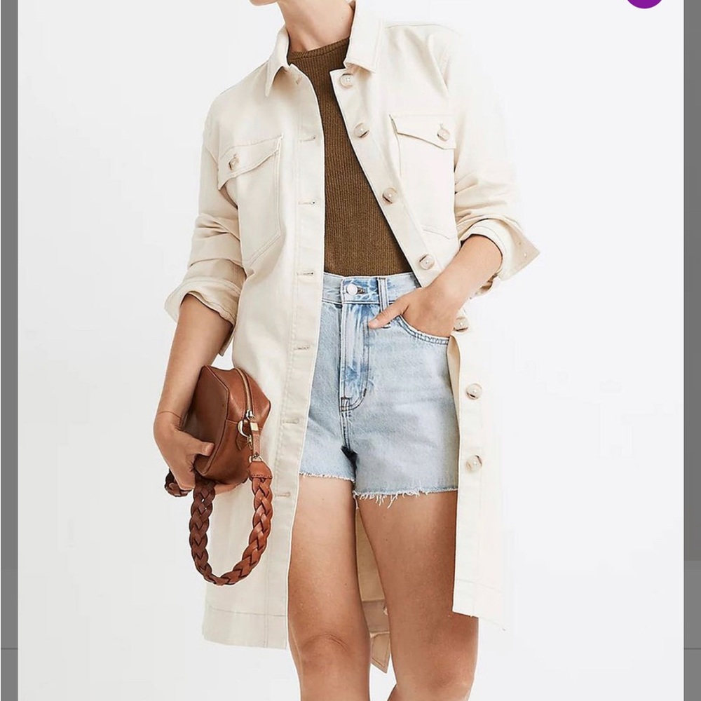 Madewell Bleach Linen Long Belted Trench Coat